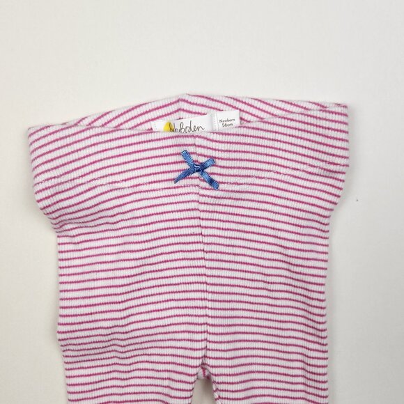 Baby Boden Soft Ribbed Lace Trim Leggings White Pink Stripe sz Newborn - Picture 4 of 8